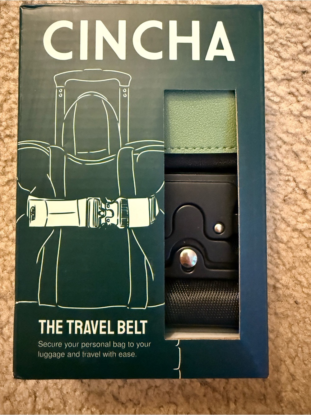 Cincha tote bag travel belt - black & green
